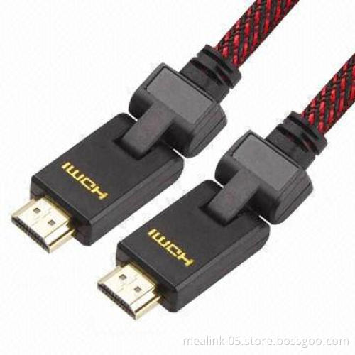 180 Degrees HDMI® Cables with Nylon Net, Gold Plated Connector